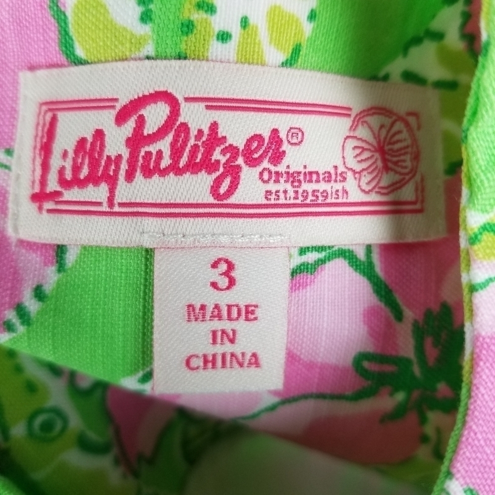 Lilly Pulitzer Limeade Floaters Seahorse Dress Girls Size 3 Tropical Pink Green - Picture 3 of 11
